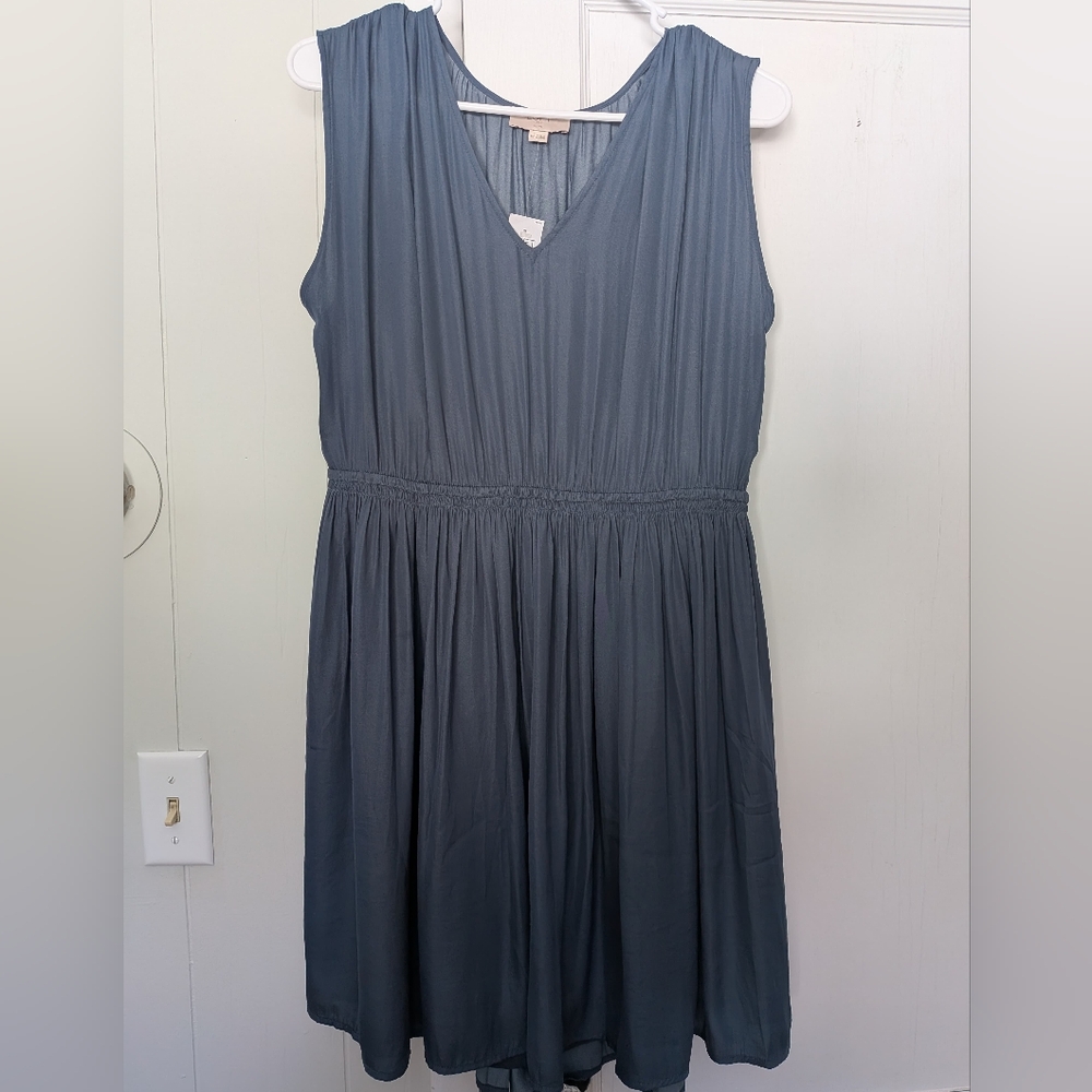 LOFT Charcoal Sleeveless Midi Dress